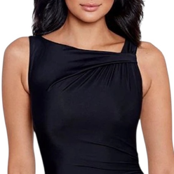 NWT Miraclesuit Slimming Rock Solid Avra One Piece Swimsuit Black Size 12 - Picture 10 of 13